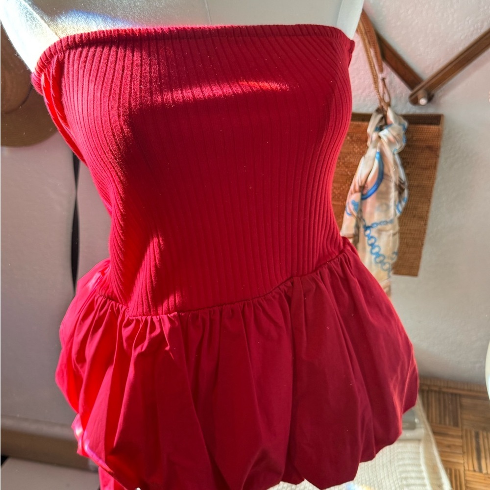 Maeve Vibrant Red Ribbed Dress